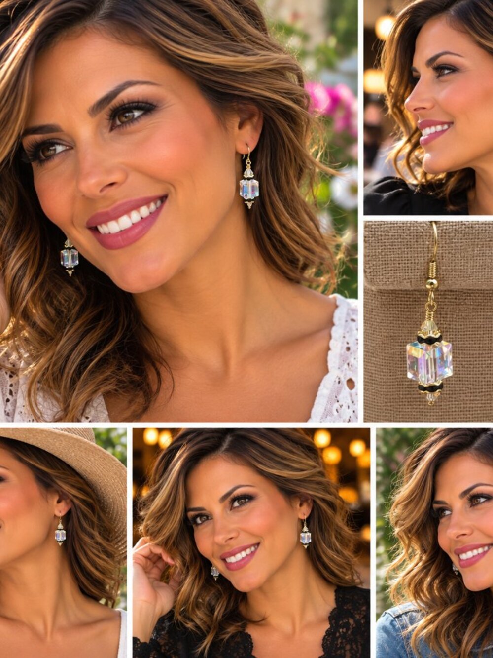 Crystal Moonlight – Iridescent Crystal & Gold Drop Earrings 2/$22